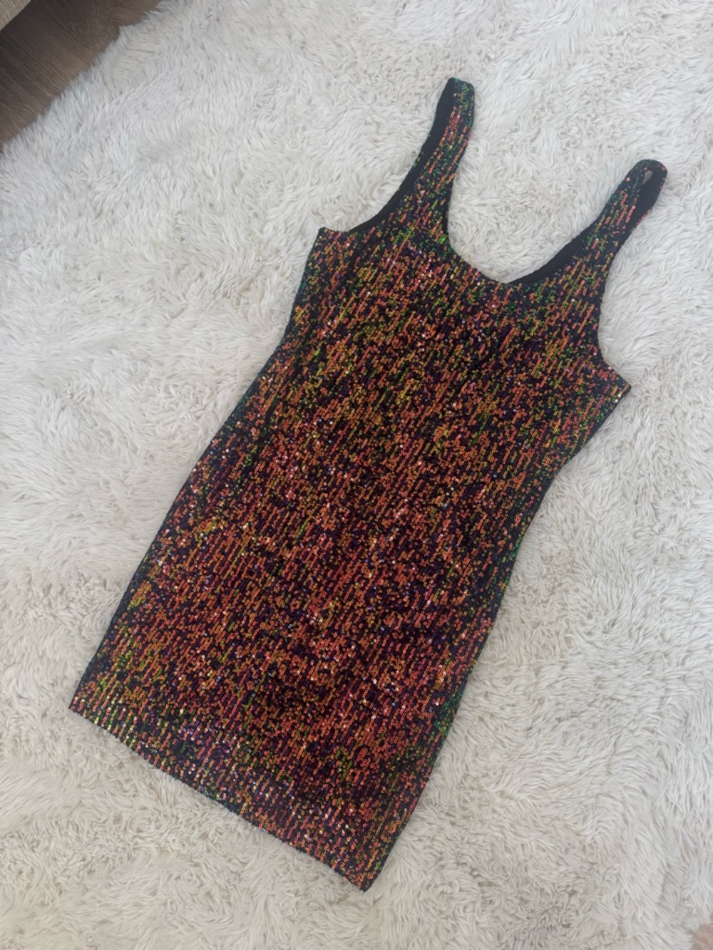 Topshop Black Multicolor Sequin Mini Dress